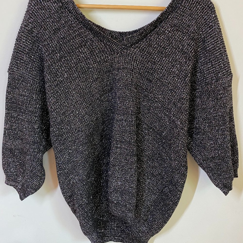 Vintage Evan Picone Black Sparkle Sweater Large